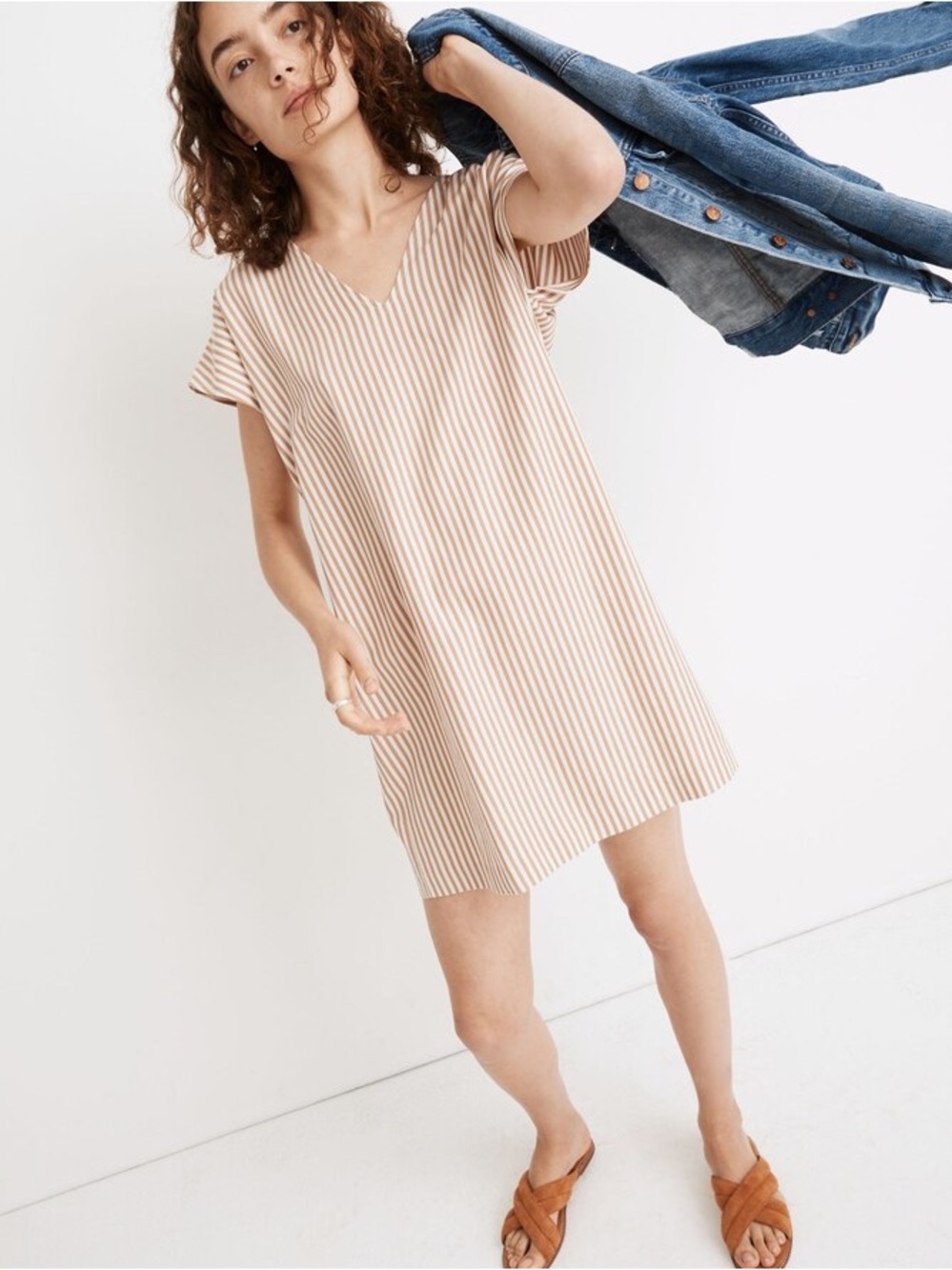 Madewell Button-Back Easy Dress in Stripe Size XS